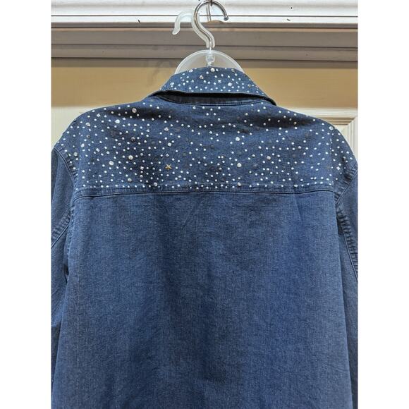 C. D. Daniels Women's Embellished Sparkle Denim Western Stretch Jacket Size 1X - Picture 4 of 9